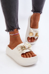 Women's White Foam Flip Flops with Bow Salessa