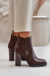 Insulated Women's Heeled Boots Eco Leather Dark Brown Teresine