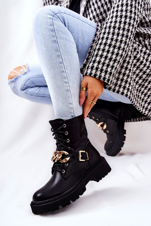 Chained Worker Boots Black Molisa