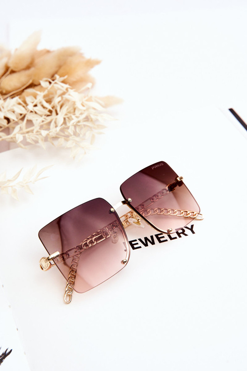 Okulary Przeciwsłoneczne Kwadratowe Złoto-Brązowe Prius V508