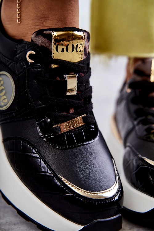 Buty Sportowe Damskie Koturn Czarne GOE KK2N4085