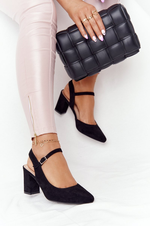 Suede Pumps On A Block Heel Sergio Leone PB446 Black