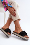 Women's Platform Sandals Adorned with Flowers Black Nodina