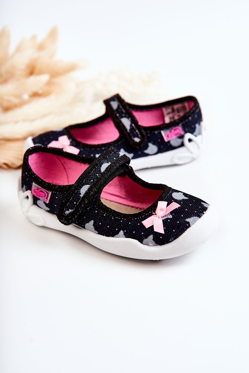 Papcie Baleriny Dziecięce Z Kokardą Granatowe Befado 114X481