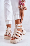 Leather Sandals With Straps Beige Minorite