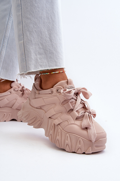 Sneakersy Damskie Masywna Podeszwa Różowe Ellerai LA275P