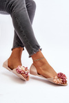 Women's Rubber Ballerina Flats with Flowers Beige Junikla