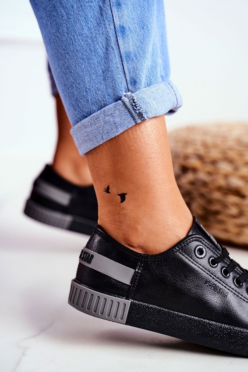 Tenisówki Skórzane BIG STAR Czarno-Szare FF274177