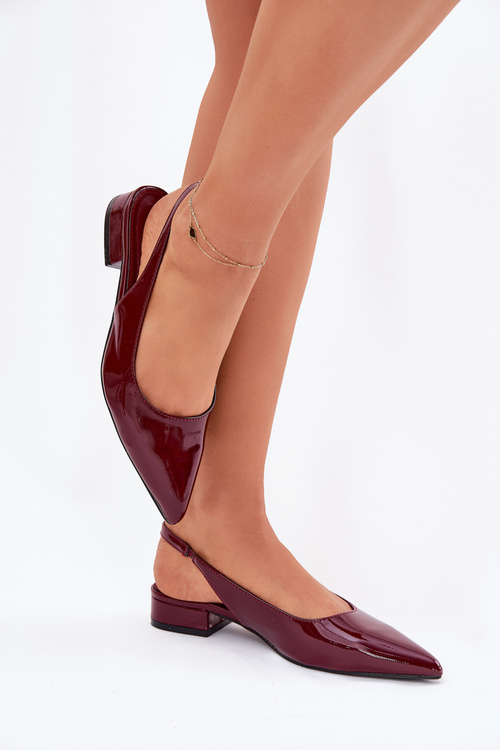 Lacquered Ballerinas On Low Heel Burgundy Testori