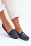Women's Perforated Moccasins With Decoration Navy Kaydance