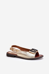 Flat Sandals With Decoration Eco Leather Gold Lilria