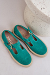Suede Loafers With Buckle Zazoo 20183 Green