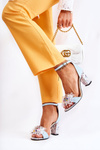 Leather Sandals On A Bar With Crystals Blue Velinda