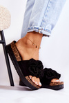 Women's Suede Slippers With Ornament Black Nemis