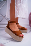 Women's Platform Sandals Linen Camel Dafostre