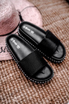 Women's Platform Flip Flops Black Silver Venima