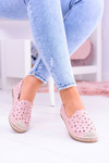 Lu Boo Pink Openwork Espadrilles with Flowers