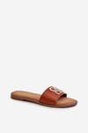 Women's sandals with eco leather decoration on flat heel brown Sadria