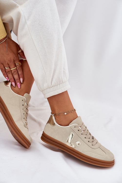 Eko Zamszowe Niskie Sneakersy Beżowe Micca
