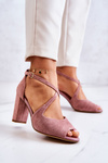 Suede Sandals On A Bar Pink Lorita 