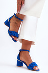 Suede Sandals with Braid Blue Essenza 