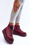 Leather Ankle Boots On Massive Platform Maciejka 06309-23 Burgundy