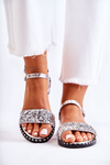 Women's Sandals On Flat Heels With Studs Silver Francesca
