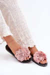 Ladies Slippers With Fabric Flowers Pink Elachase