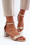 Women's sandals in faux leather on decorated heel golden Wiatalia