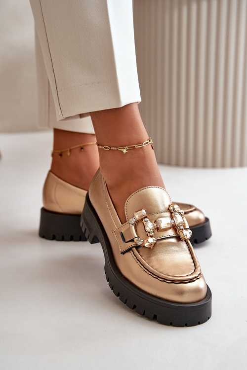 Women's Leather Moccasins with Decoration CheBello 4369 Beige