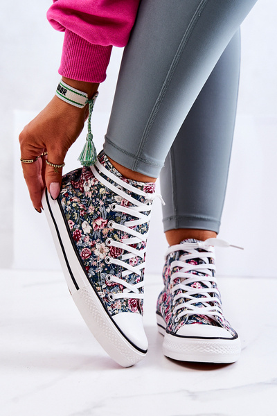 High Sneakers With Green Nollie Flowers