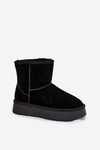 Women's Snow Boots Made of Genuine Suede on Platform Black Privine