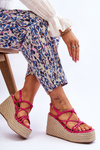 Fashionable Wedge Sandals With Braid Fuchsia Nessia