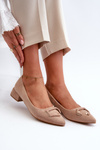 Low Heel Pumps With Eco Suede Embellishment S.Barski KV27-034 Beige