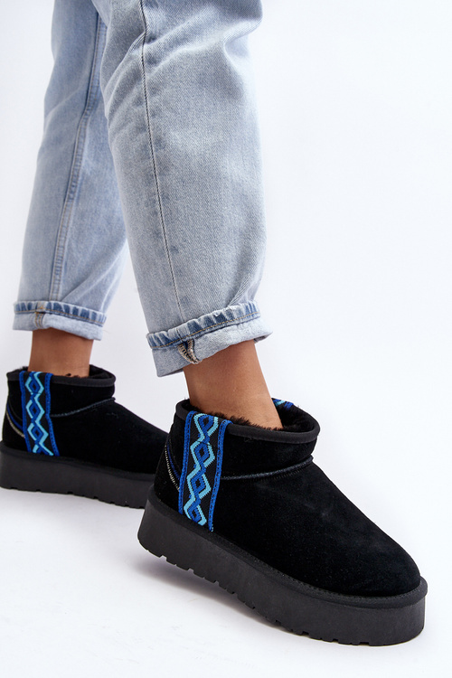 Women's snow boots with thick sole in black Vebissat