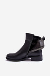 Women's Leather Boots With Straps Black Minks