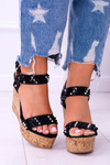 Lu Boo Black Women's Valeria Studded Anchor Sandals