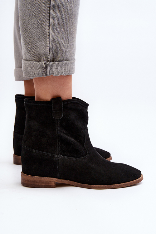 Botki Wsuwane Damskie Zamszowe Czarne 2326 Zazoo