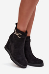 Women's Platform Ankle Boots with Decorative Detail Black Marivana