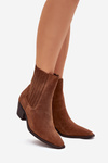 Suede Women's Ankle Boots On Heels Insulated Camel Arelia