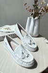 White Women's Cutout Moccasins Made of Eco Leather Tinami