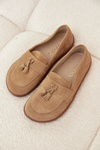 Leather Suede Barefoot Loafers Zazoo 322 Beige