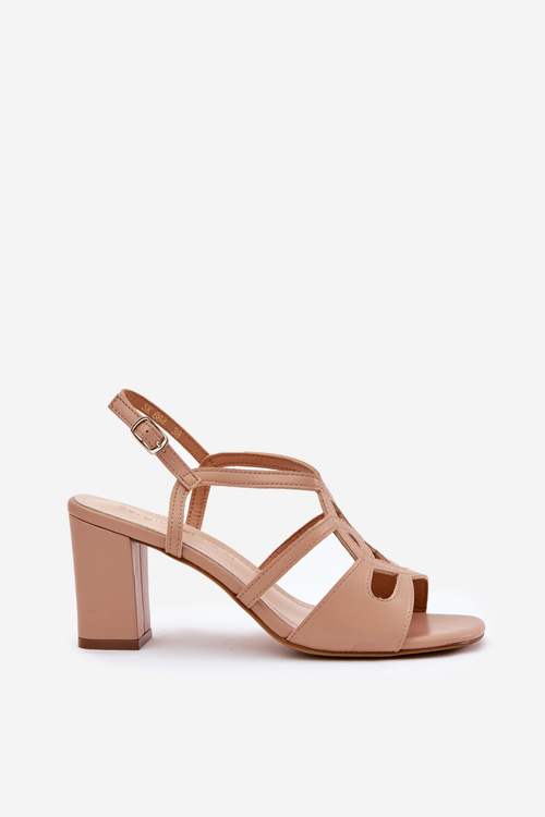 Women's sandals on block heel beige Sergio Leone SK884