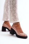 Suede Chunky Heels Platform Pumps Beige Diame