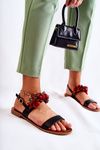 Fashionable Sandals With Beads Black Hally