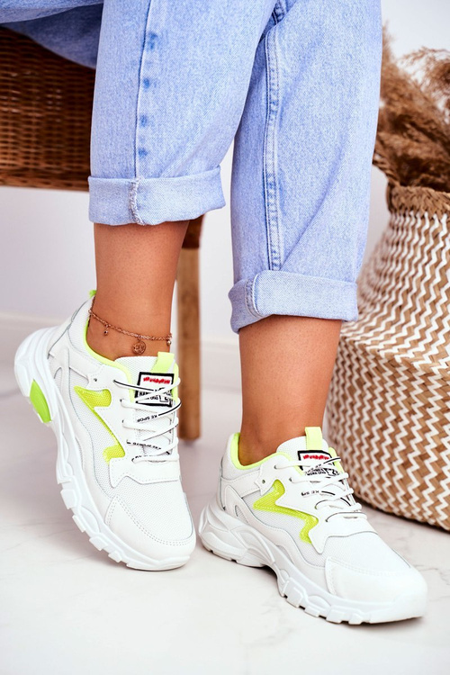 Sport Women White Shoes Lu Boo Yellow Dazzle Me
