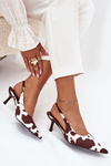 Stiletto Pumps With Open Heel In Brown-White Dots Talira