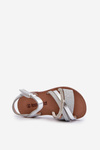 Shiny Children's Sandals with Velcro Silver Delphina