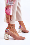 Suede Pumps With A Decorative Heel Maciejka 05042-15 Pink