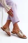 Elegant Shiny Women's Slippers with Decoration S.Barski KV27-032 Gold